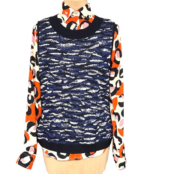 vest top ST JOHN vintage S blue black rayon wool knit pullover classic boho goth - Picture 3 of 8